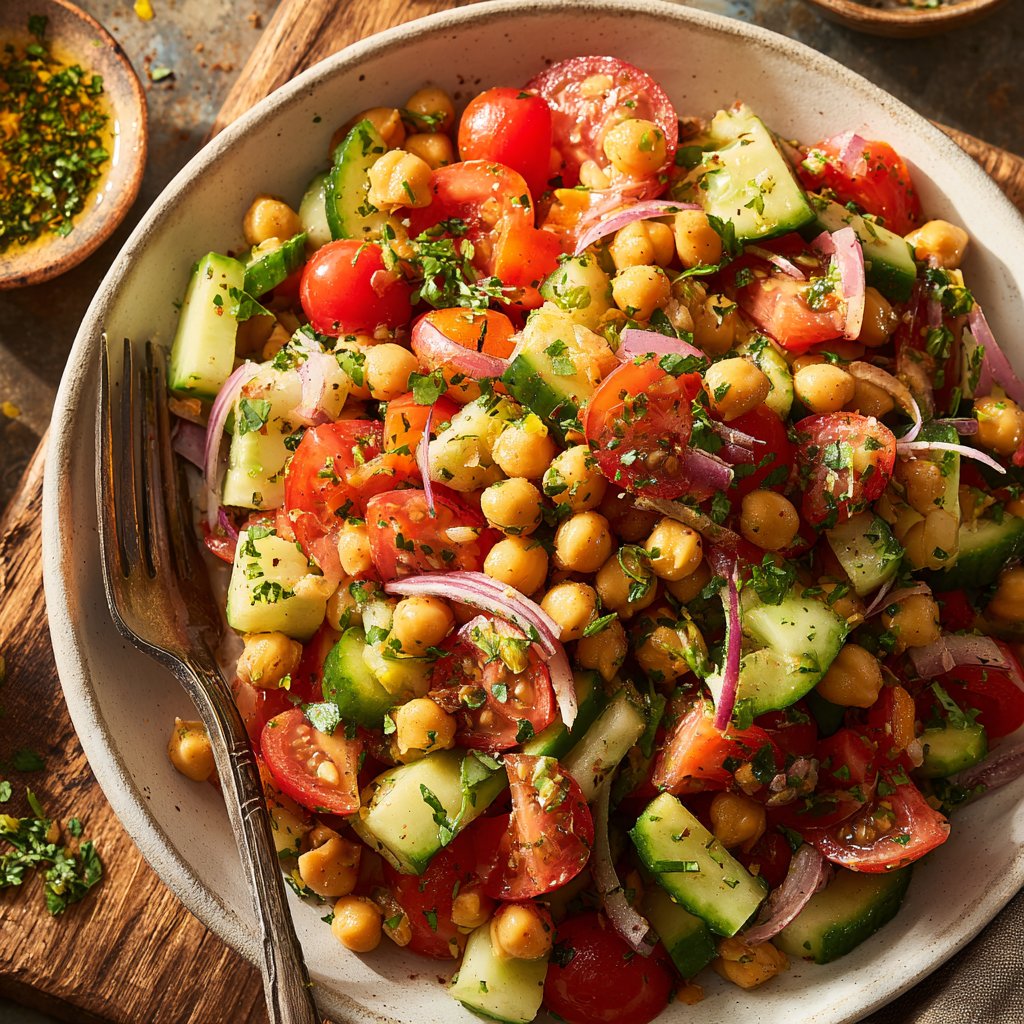 Healthy Mediterranean Chickpea Salad Lunch