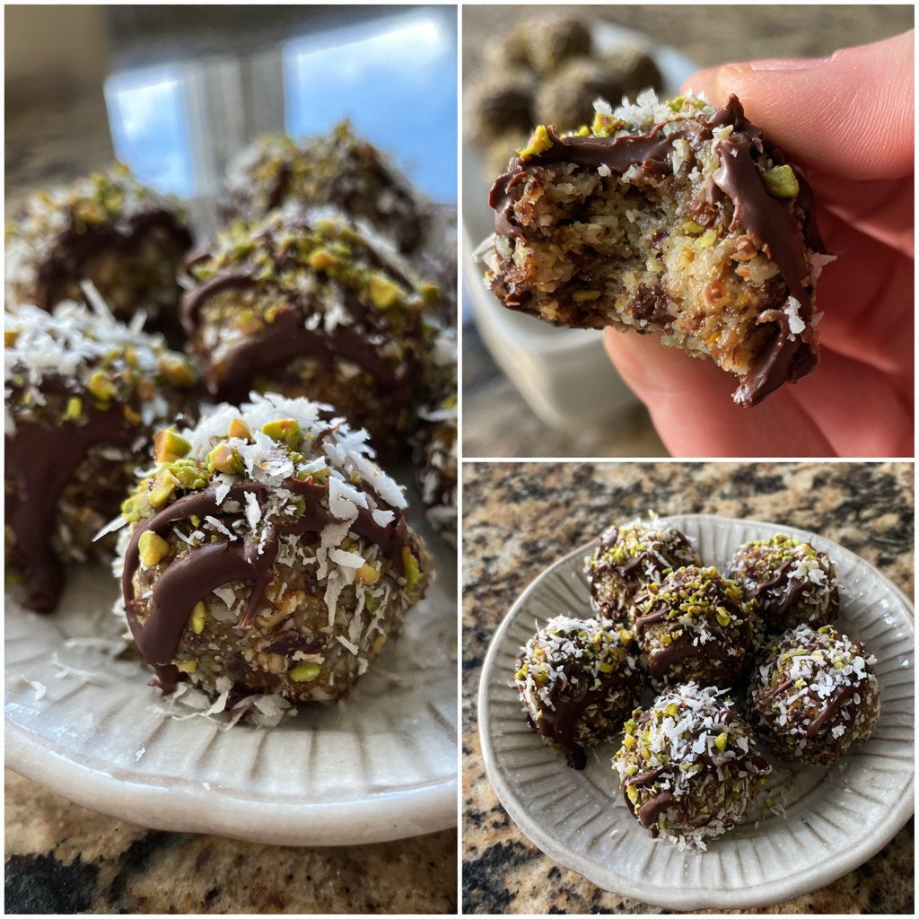 Chocolate Pistachio Coconut Bites