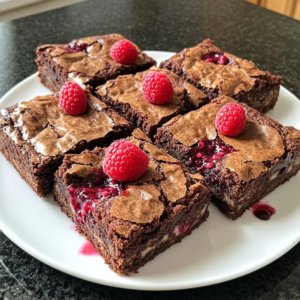 Cottage Cheese Brownies with Raspberries