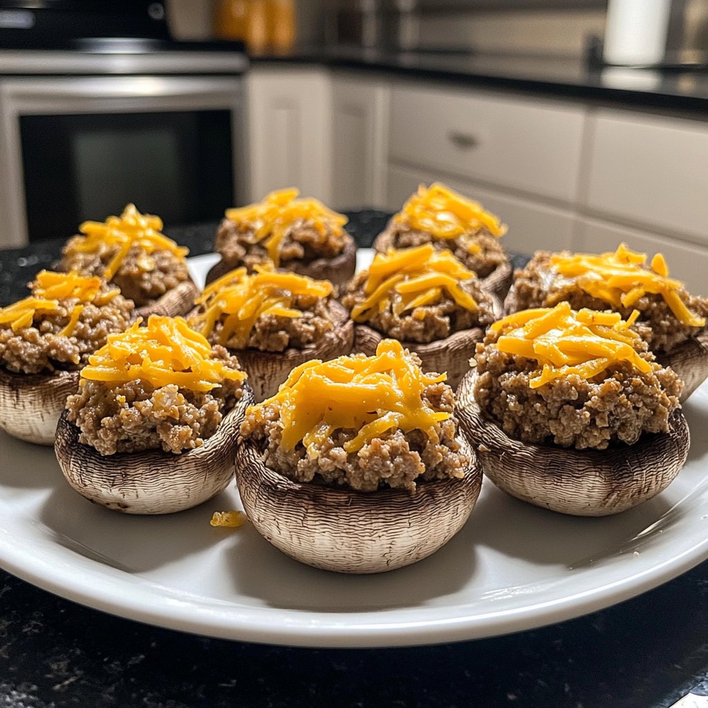 Ground Beef Stuffed Mushrooms
