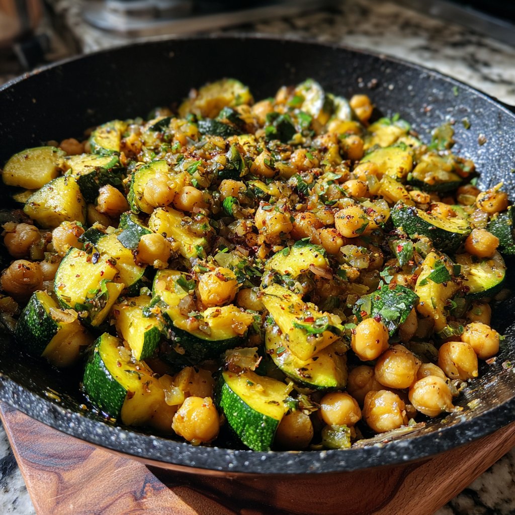 Healthy Dinner Zucchini Chickpea Skillet