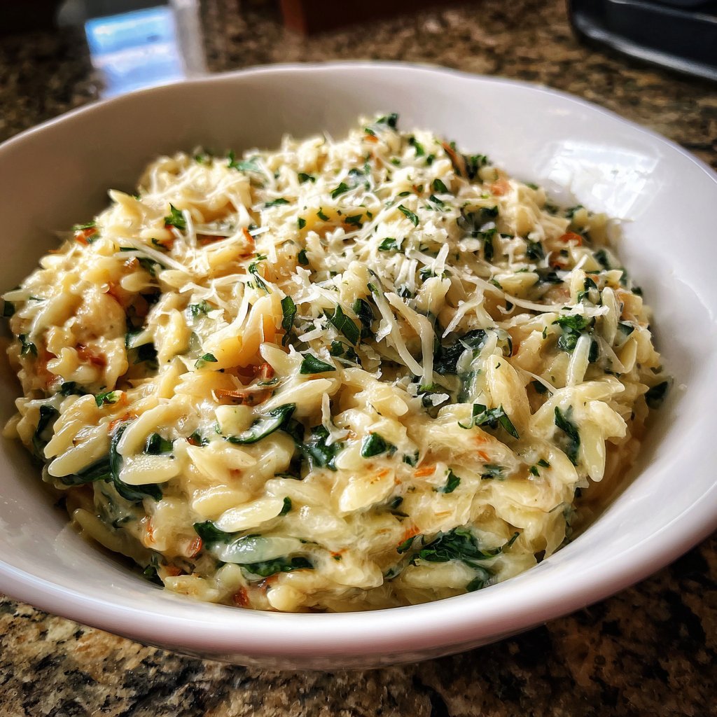 Creamy Spinach Parmesan Orzo