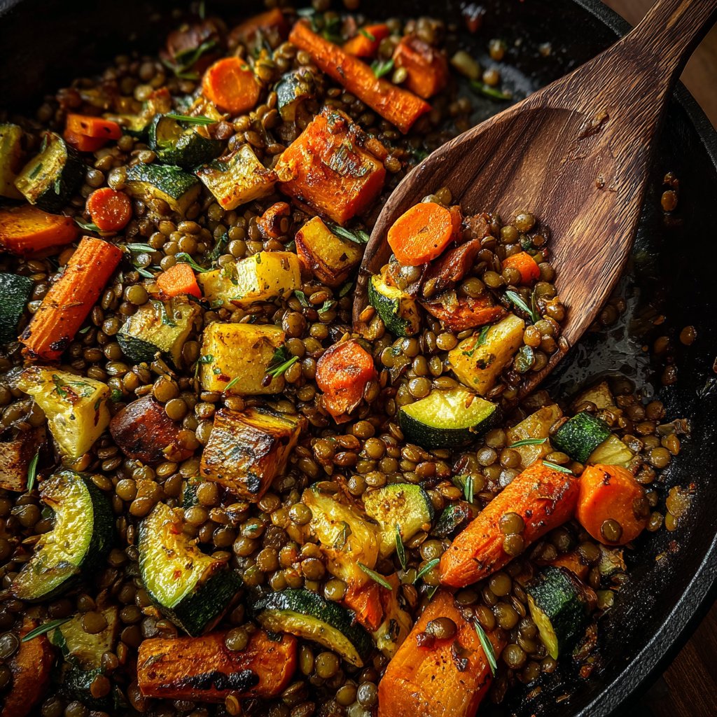 Roasted Veggie Lentil Skillet