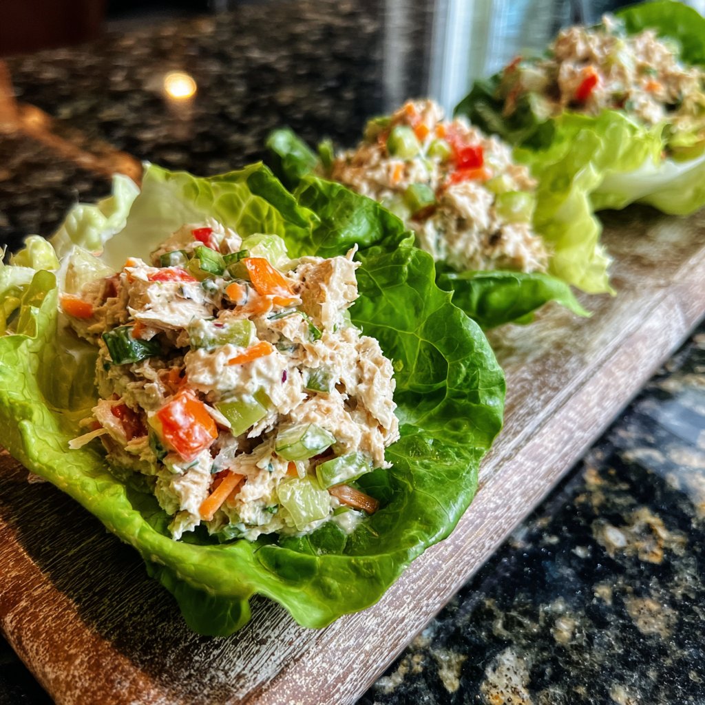 Simple Tuna Salad Lettuce Wrap Lunch